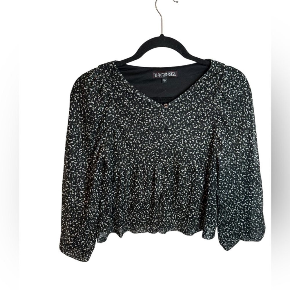 Trixxi Girl Floral Peplum Peasant Blouse